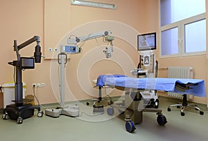 Cabinet with state of the art equipment for treatment and eye surgery