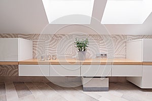 Cabinets in modern dressing room