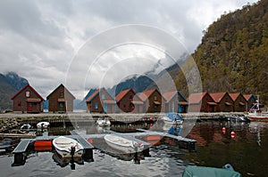 Cabins at the fjord marine