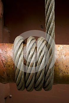 Cable Wrapped Around Tensioner Railroad Car photo