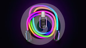 cable accesoires wallpaper, colored neon light wires, ai generated image
