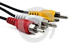 Cable. Audio video cable RCA jack  on white