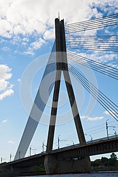 Cable-braced bridge in Riga photo