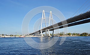 Cable-braced bridge in St.Petersburg.