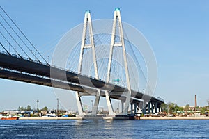 Cable-braced bridge in St.Petersburg.