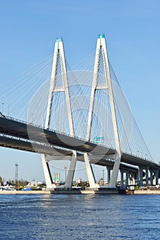 Cable-braced bridge in St.Petersburg.