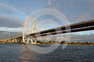 Cable-braced bridge in St.Petersburg.