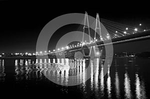Cable bridge at night