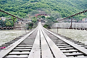 Cable bridge over river