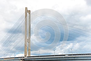 Cable bridge over river