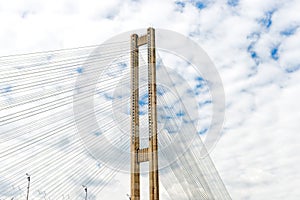 Cable bridge over river