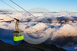 Cable car above clouds