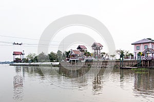 Cable car across the river at Wat Niwetthammaprawat in bang pa-in