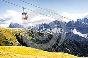 Cable car aerial lift tram South Tyrol mountains, Italy