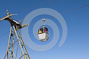 Cable car against blue