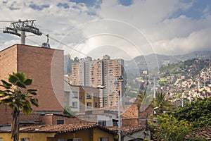 Metrocable Line J of the Medellin Metro or Metrocable Nuevo Occidente, is a cable car line used as a medium-capacity mass transpor photo