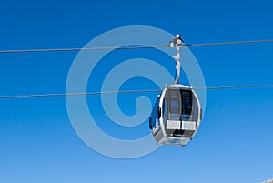 Cable car in alpine ski resort