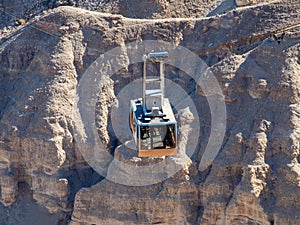 Cable car ascending to Masada fortress, Israel