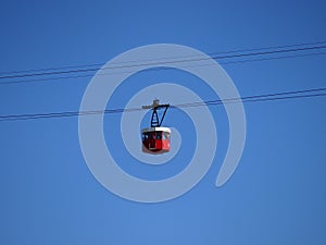 Cable car of Barcelona with blue sky