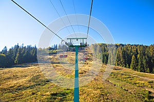Cable car, beautiful views in the autumn of Pilipets-Ukraine