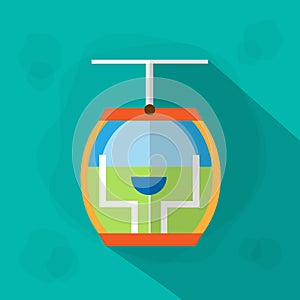 Cable Car Cabin Icon Flat Vector