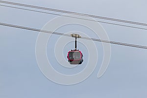 A Cable Car Cabin With Line On A Resort.