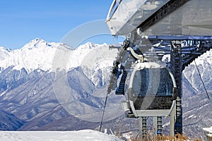 Cable car cabin on the ski lift