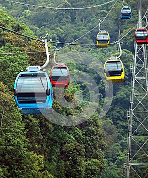 Cable Car Cabins on a Mountain