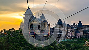 Cable car, castle, Ba Na hill, Da Nang, Vietnam photo