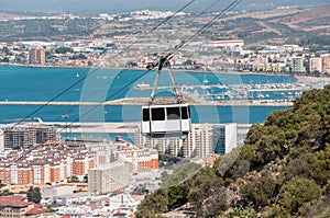 Cable car in the city of Gibraltar