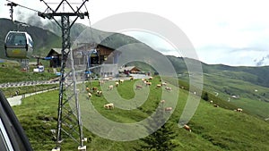 Cable car climb to Mount First, Switzerland