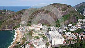 Cable car descending from Sugar Loaf mountain in Rio de Janeiro Brazil