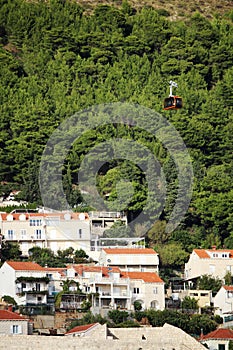 A cable car in Dubrovnik, Croatia