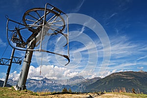 Cable car elevator in French Alps, Chamonix