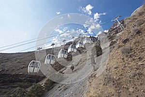 The cable car of Fira in Santorini, Greece