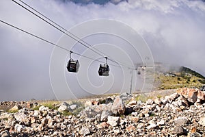 Cable car and the fog