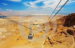 Cable car in fortress Masada photo