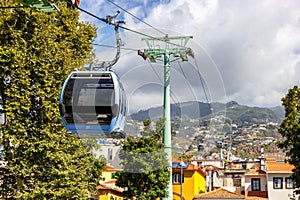 Cable car of Funchal to botanical garden on Madeira island in Portugal