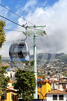 Cable car of Funchal to botanical garden portrait format on Madeira island in Portugal