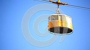 Cable car. Funicular close-up, yellow color