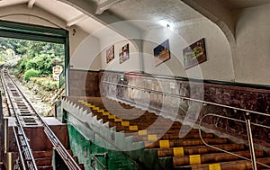 Cable car Funicular oldest metro to Monserrate Mountain in Bogota, Colombia