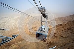 Cable car going to famous Masada, Dead Sea Region