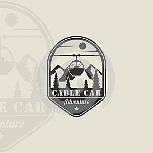 cable car or gondola emblem logo vintage vector illustration template icon graphic design. transportation business travel for