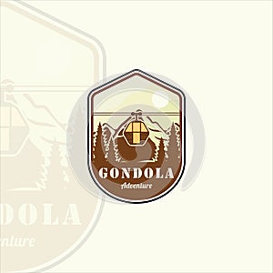 cable car or gondola emblem logo vintage vector illustration template icon graphic design. transportation business travel for