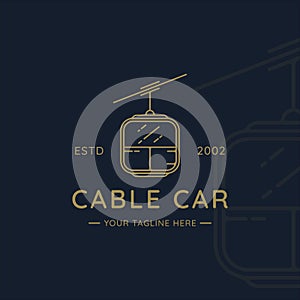 cable car or gondola logo line art simple minimalist vector illustration template icon graphic design. transportation business