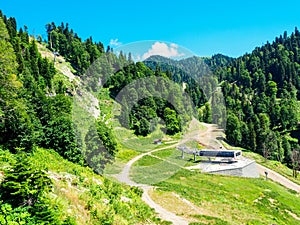 cable car high in the mountains