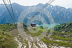 Cable car at japan alps tateyama kurobe alpine route
