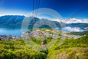 Cable Car leading to Cardada mountain from Locarno, Swiss Alps, Switzerland