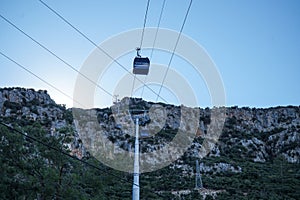 The cable car that leads to Mount Babadag near the village of Oludeniz