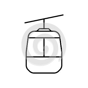 Cable Car Line Icon. Cablecar for Mountain Ski Linear Pictogram. Gondola, Funicular, Cableway, Lift Outline Symbol